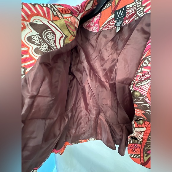 W Work to Weekend Women’s Orange Pink Floral Pockets Ruffle Back Blazer Jacket 6 - Picture 5 of 14